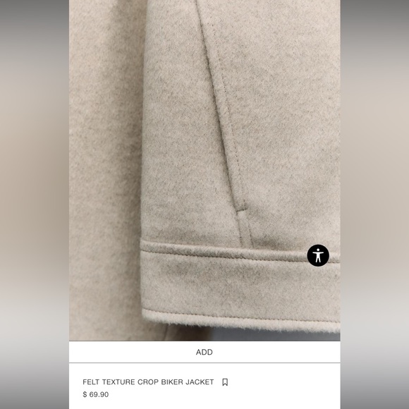 Felt Texture Crop Biker Jacket - Picture 3 of 8